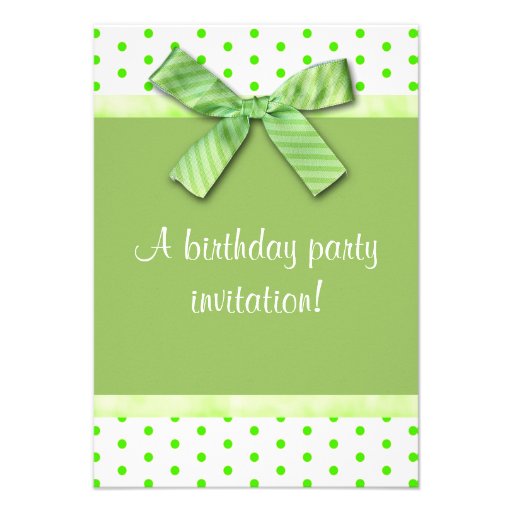 Spring Green Polka Dot Birthday Party Invitation
