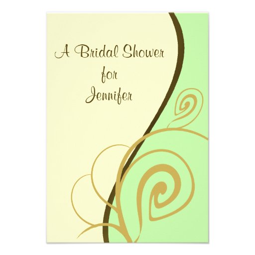 Spring Green Swirl Bridal Shower Invitation