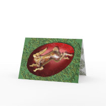 Spring Hare & Red Egg Card