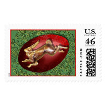 Spring Hare & Red Egg Stamp