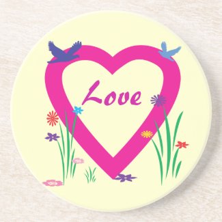Spring Heart Valentine Beverage Coaster