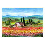 SPRING  IN TUSCANY, bright red pink yellow blue Personalized Announcement