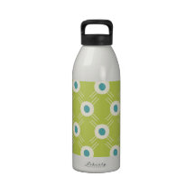 Spring Lime Green Blue Circles Mother's Day Gift Water Bottle