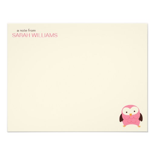 Spring Owl Custom Note Cards Announcements