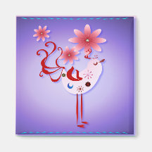 Spring Pink Bird Of Happiness Magnets