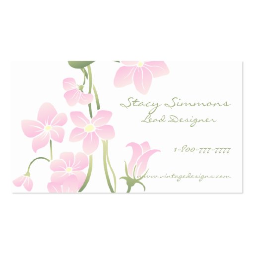 Spring Pink Flowers Business Cards (front side)