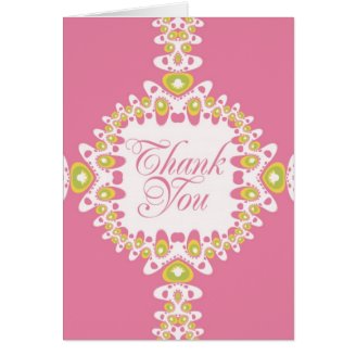  Peacock Green Fractal Lace Thank You Greeting Cards