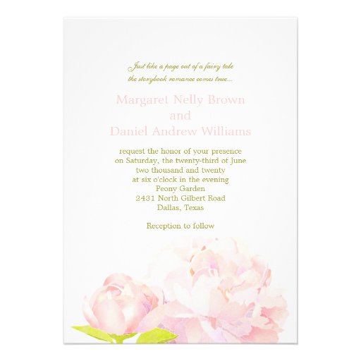 Spring Pink + Green Modern Peony Wedding Invites