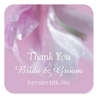 spring pink magnolia flowers wedding thank you stickers