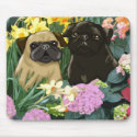 Spring Pugs Mousepad by designsbydandy Spring Pugs Mousepad