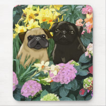 Spring Pugs Mousepad - Art By Amy Cappelli