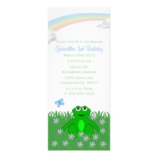 Spring Rainbow: Frog Birthday Party Invitations (front side)