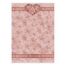 spring romance pink floral and lace heart business card template