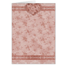 spring romance pink floral and lace heart greeting card