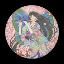 Spring Sakura Fairy round magnet