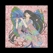 Spring Sakura Fairy square magnet