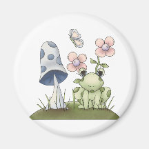 Spring Stuff · Frog & Mushroom Refrigerator Magnet