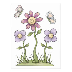 Spring Stuff · Purple Flowers & Butterflies Post Cards