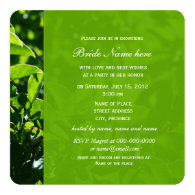 Spring, summer green leaves bridal shower announcements