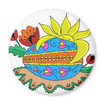 Spring Sun and Pysanka magnets