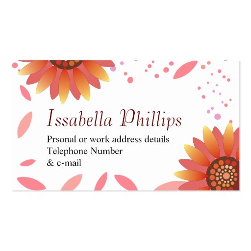 Spring Sunflower business card template (front side)