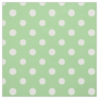 Spring Sunshine White on Green Polka Dots Fabric