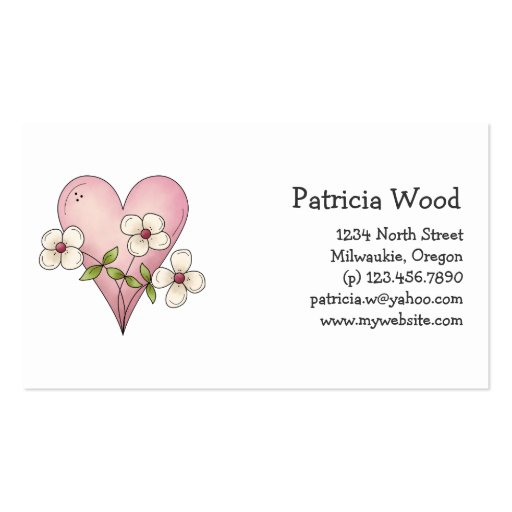Spring Things · Heart & Flowers Business Cards (front side)