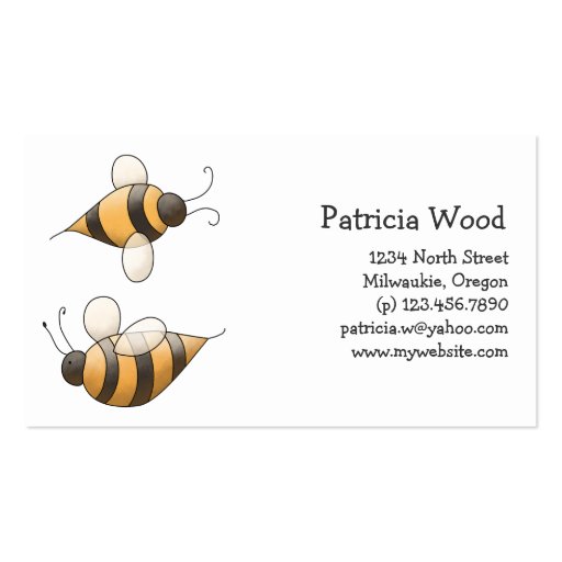 Spring Time · Bees Business Card Template (front side)