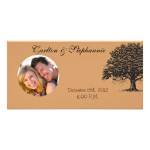 Spring Tree Brown/Black Wedding Photo Announcement Photo Card