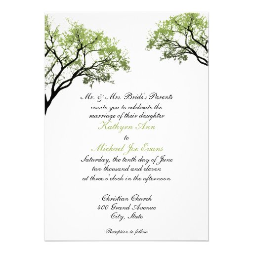 Spring Trees Wedding Invitation (front side)