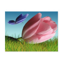 Spring Tulip And Butterfly Postcard by TDSwhite Spring Tulip And Butterfly Postcard