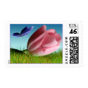 Spring Tulip And Purple Butterfly Postage Stamp by TDSwhite Spring Tulip And Purple Butterfly Postage Stamp