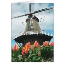 Spring Tulips Windmill Greeting Card