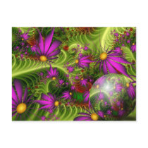 Spring Violet Abstract Flowers postcards