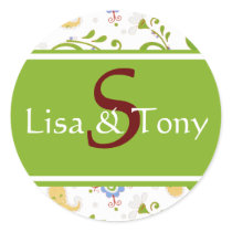 Spring Weeding Bride  & Groom Envelope Seal Round Stickers