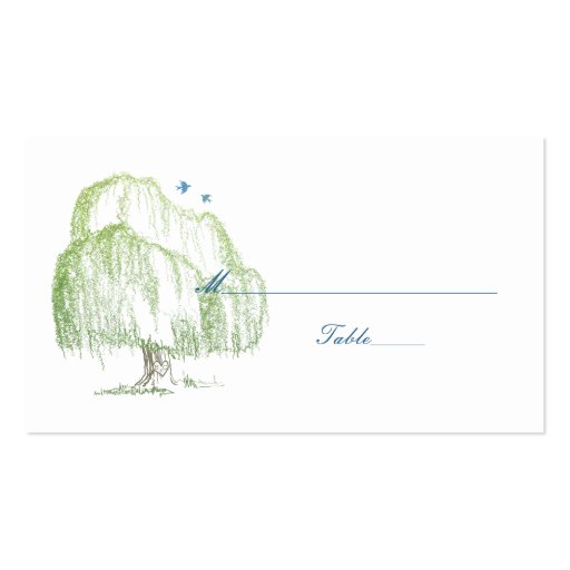 Spring Willow Tree Wedding Place or Escort Cards Business Card Template (front side)