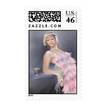 Springtime Flapper Postage Stamp