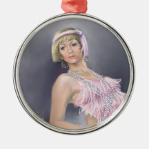 Springtime Flapper Premium Round Ornament