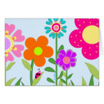 Springtime Flowers & Lady Bug Greeting Card
