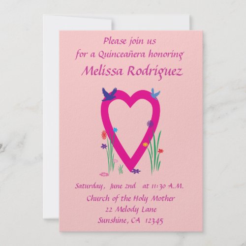 Springtime Heart Quincea&#241;era Personalized Announcement