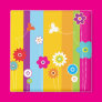Springtime Stripes and Flowers Refrigerator Magnet