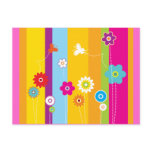 Springtime Stripes and Flowers Postcards