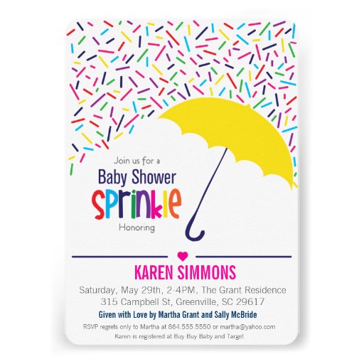 Sprinkle Baby Shower Invitation, Raining Umbrella