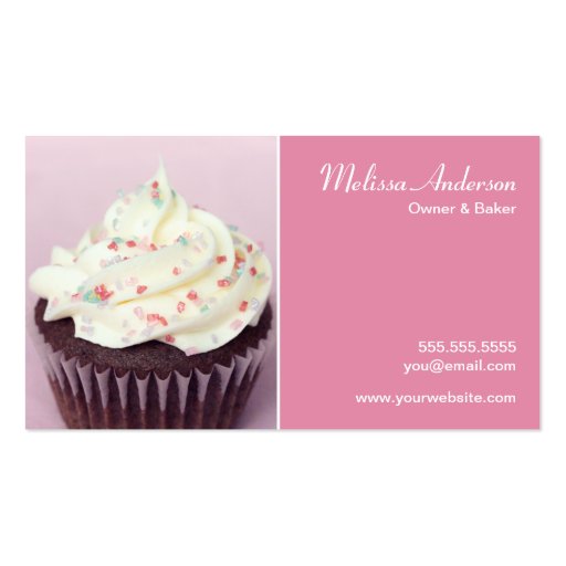 Sprinkle Cupcake Pink Business Card (front side)