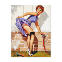 Sprinkler Pin-Up Postcard