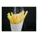 Sprinkling salt on chips in paper cone greeting cards