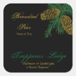 Spruce Pine Cone Candle Label v2 Square Stickers