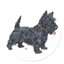 Spunky Scottie Dog Round Stickers