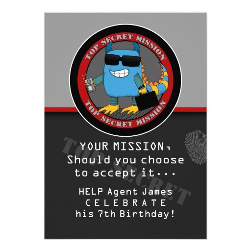 SPY Birthday Party Announcements