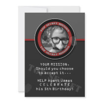 SPY Birthday Party CUSTOM Photo Invitation